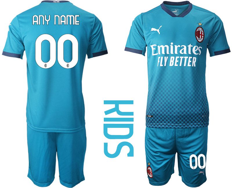 Youth 2020-2021 club AC milan away customized blue Soccer Jerseys->customized soccer jersey->Custom Jersey